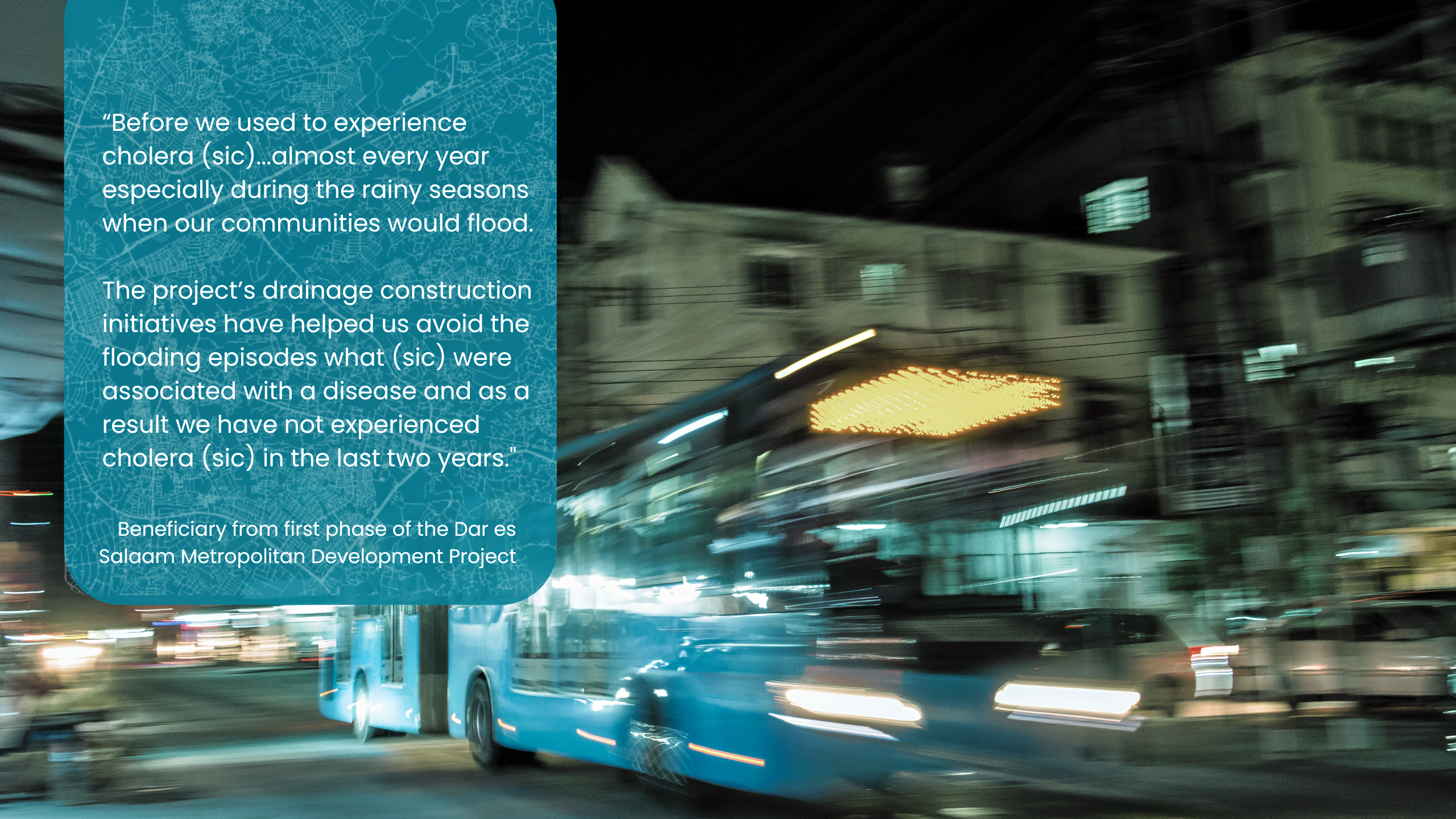 Timelapse photo of bus rapid transit in Dar es Salaam traveling at night