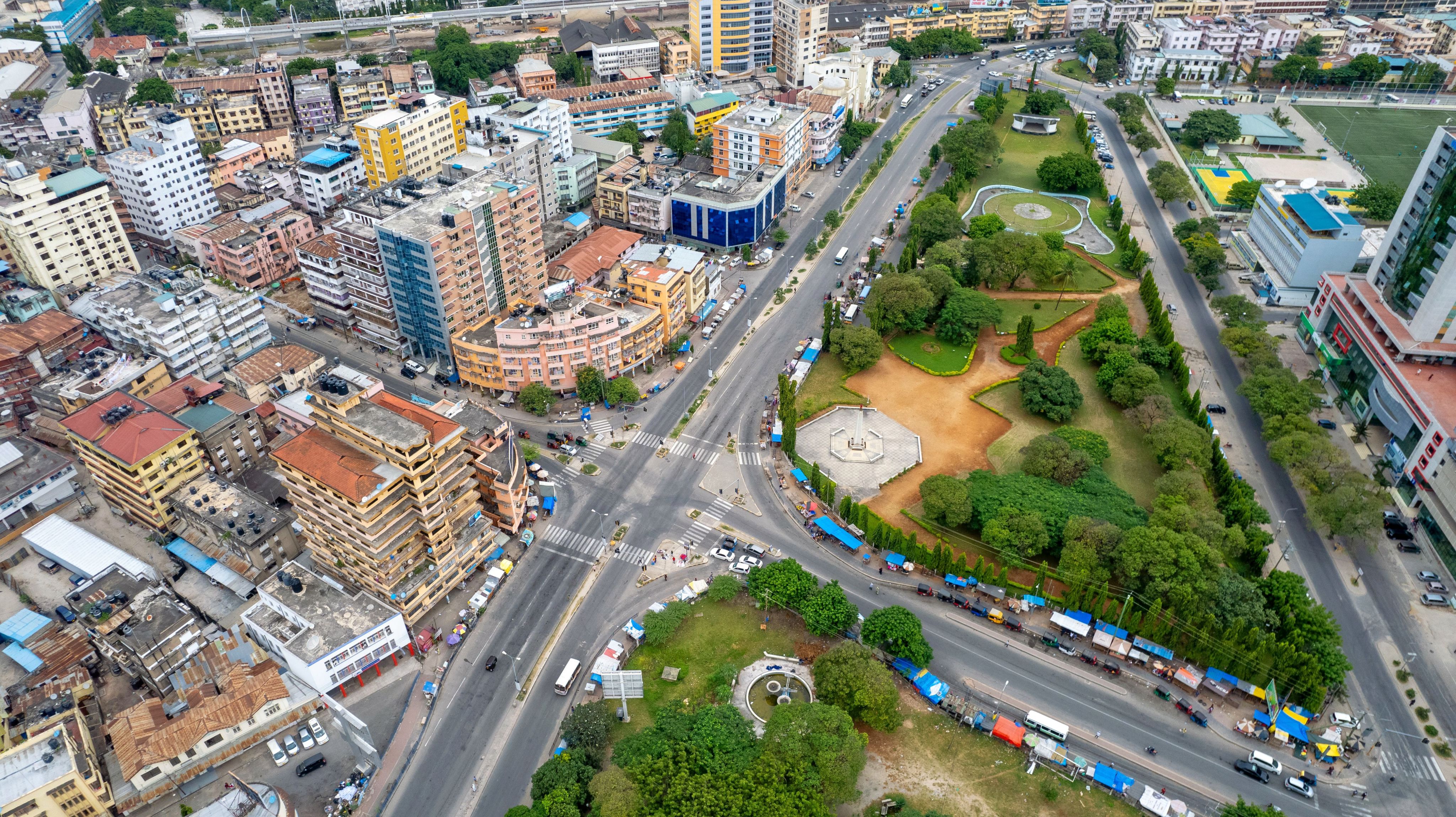 Aerial view of downtown Dar es Salaam.