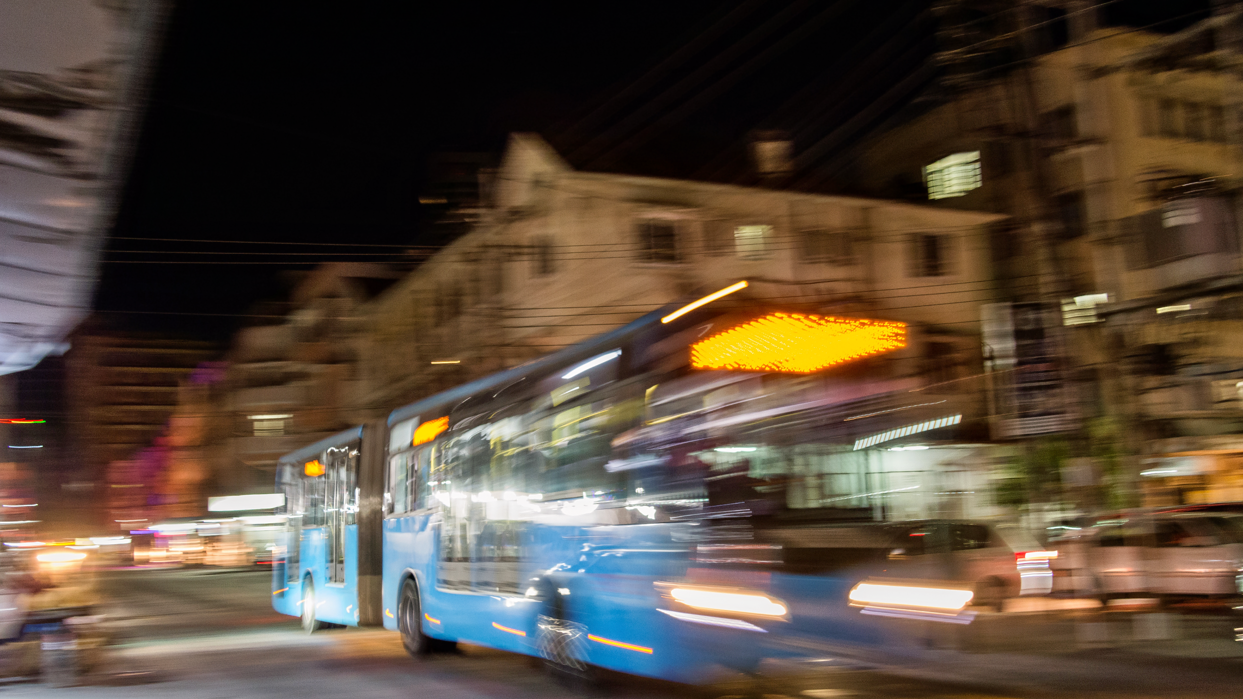 Timelapse photo of bus rapid transit in Dar es Salaam traveling at night